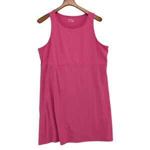 Eddie Bauer Tank Dress Hot Pink Sleeveless Stretch Knee Length Pullover Size XL